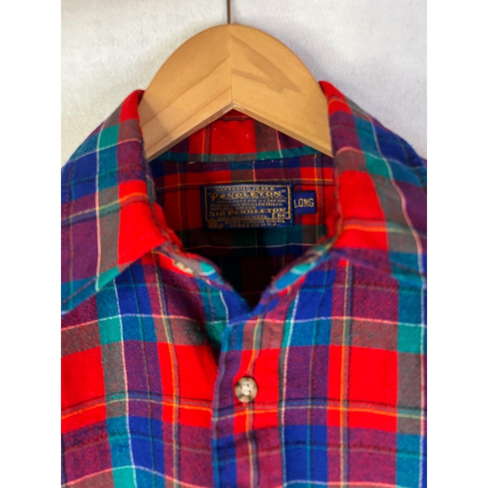 Pendleton men's virgin wool vintage button up shirt MEDIUM LONG made in USA - Picture 2 of 4